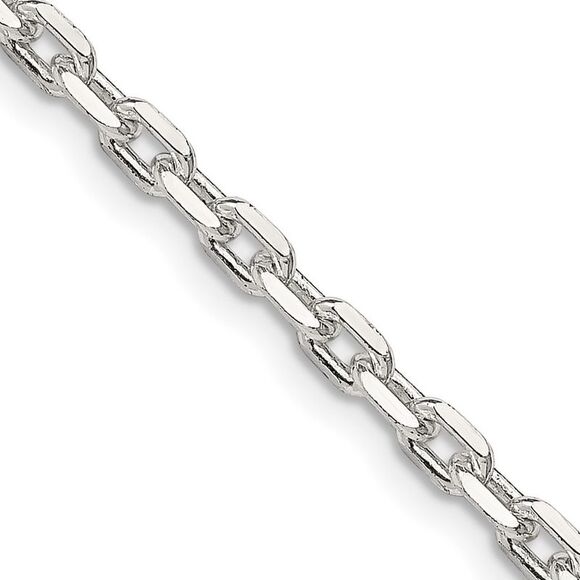 Kazi Luxury Sterling Silver 3.25mm Beveled Oval Cable Chain